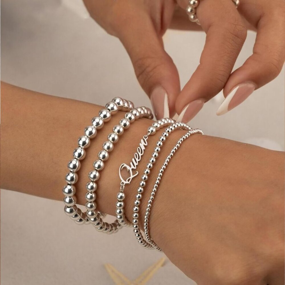 Versatile 8-Pc Silver Bangle Bracelet Set - Styli… - image 4